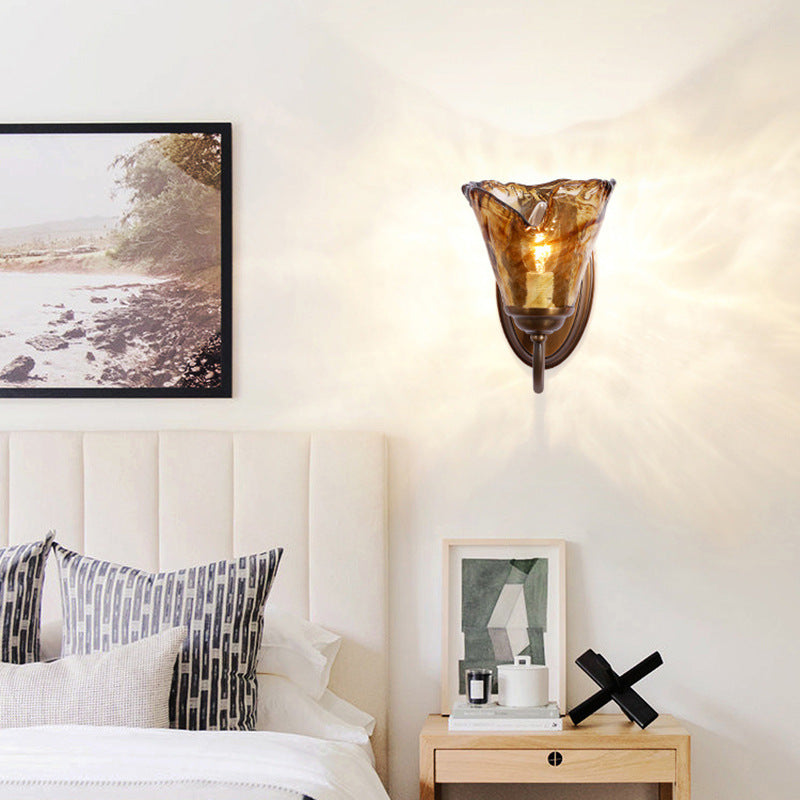 European Bottle Copper Glass 1-Light Wall Sconce Lamp