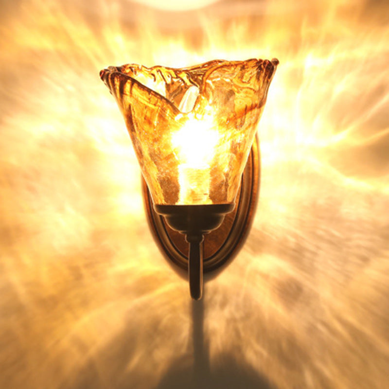 European Bottle Copper Glass 1-Light Wall Sconce Lamp