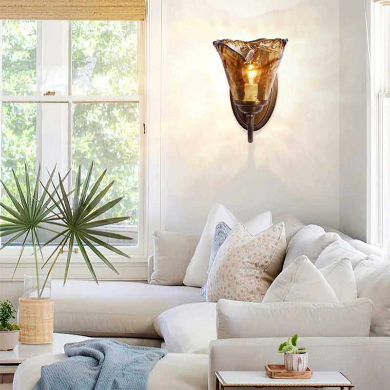 European Bottle Copper Glass 1-Light Wall Sconce Lamp