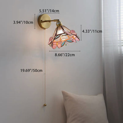 Tiffany Cone Glass Copper 1-Light Wall Sconce Lamp