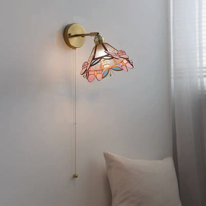 Tiffany Cone Glass Copper 1-Light Wall Sconce Lamp