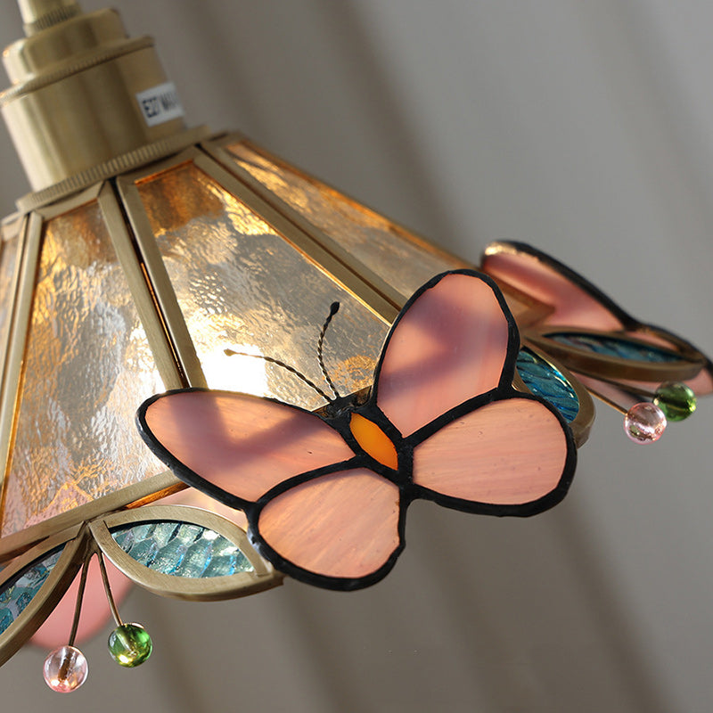 Tiffany Cone Glass Copper 1-Light Wall Sconce Lamp
