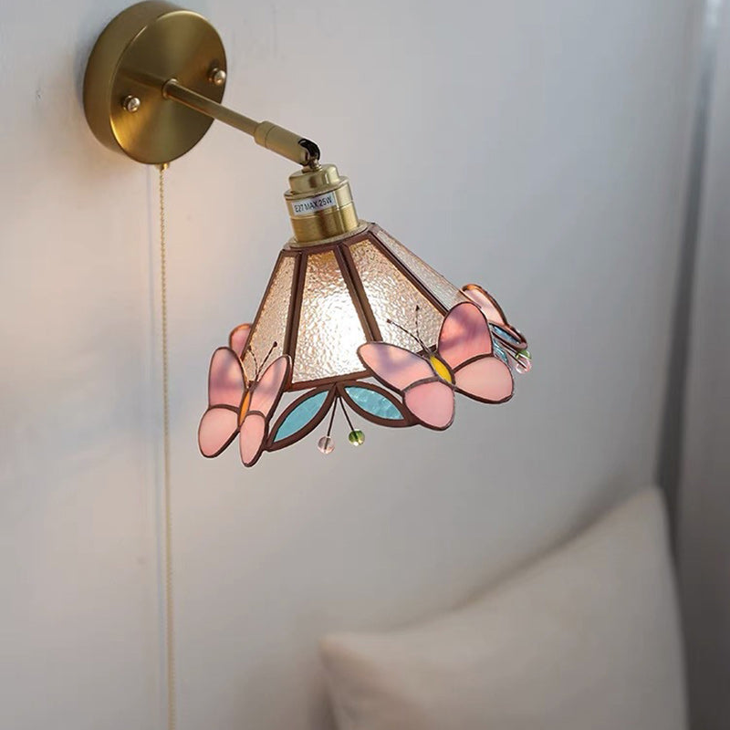Tiffany Cone Glass Copper 1-Light Wall Sconce Lamp