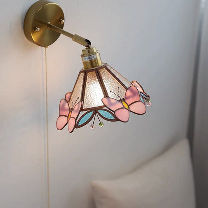 Tiffany Cone Glass Copper 1-Light Wall Sconce Lamp