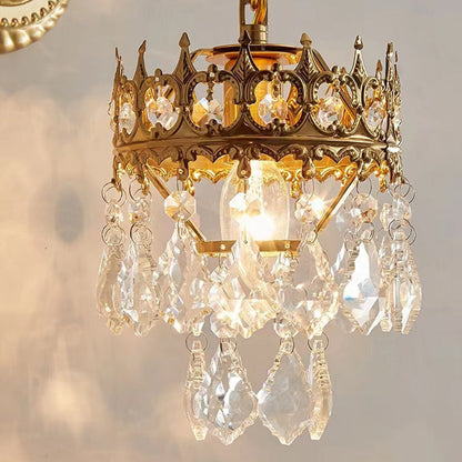 French Teardrop Crystal Iron 1-Light Wall Sconce Lamp