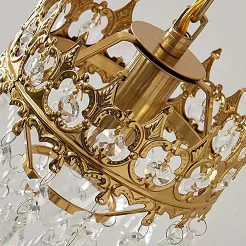 French Teardrop Crystal Iron 1-Light Wall Sconce Lamp
