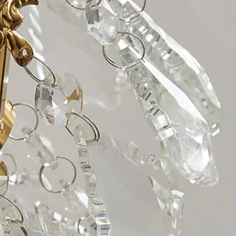 French Teardrop Crystal Iron 1-Light Wall Sconce Lamp