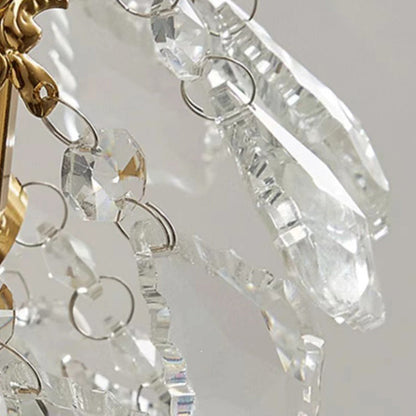 French Teardrop Crystal Iron 1-Light Wall Sconce Lamp