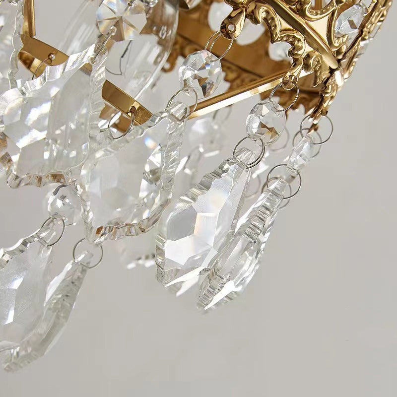 French Teardrop Crystal Iron 1-Light Wall Sconce Lamp