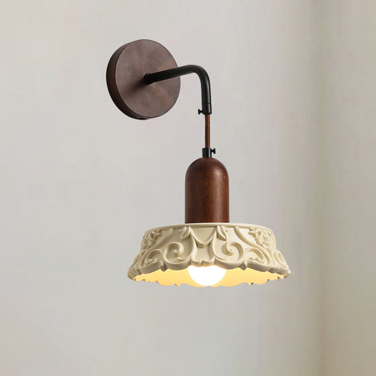 Nordic Dome Resin Wood 1-Light Wall Sconce Lamp