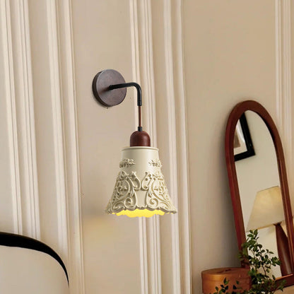 Nordic Dome Resin Wood 1-Light Wall Sconce Lamp