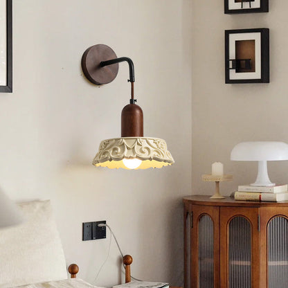 Nordic Dome Resin Wood 1-Light Wall Sconce Lamp