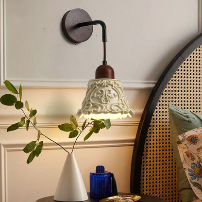 Nordic Dome Resin Wood 1-Light Wall Sconce Lamp