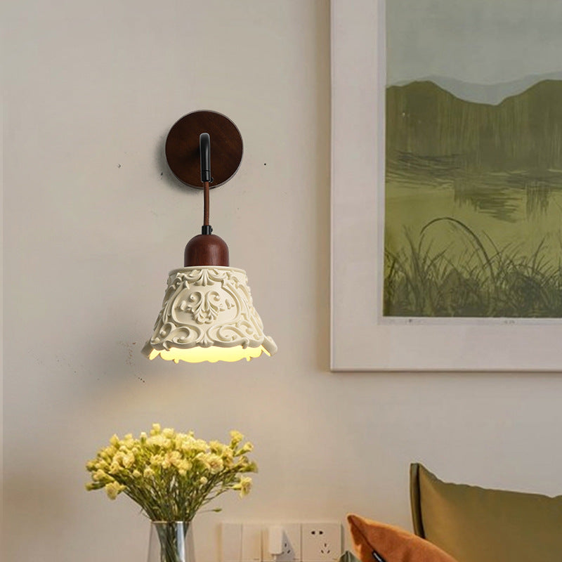 Nordic Dome Resin Wood 1-Light Wall Sconce Lamp