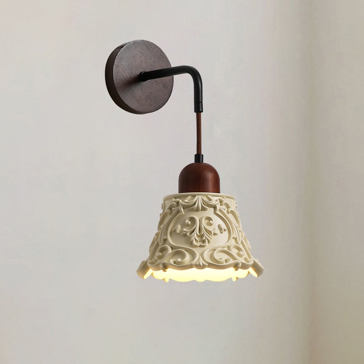 Nordic Dome Resin Wood 1-Light Wall Sconce Lamp