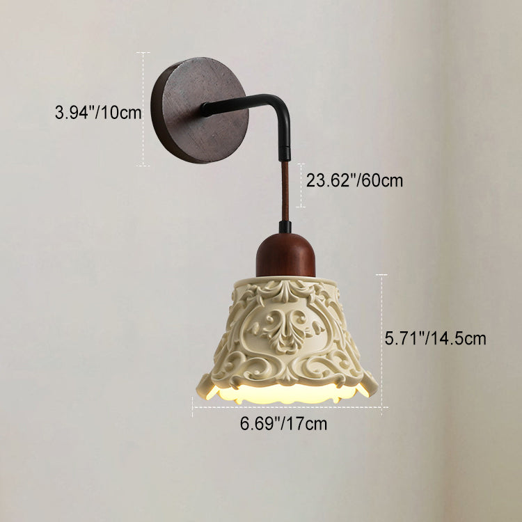 Nordic Dome Resin Wood 1-Light Wall Sconce Lamp
