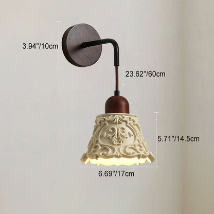 Nordic Dome Resin Wood 1-Light Wall Sconce Lamp