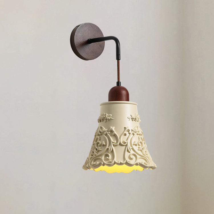 Nordic Dome Resin Wood 1-Light Wall Sconce Lamp