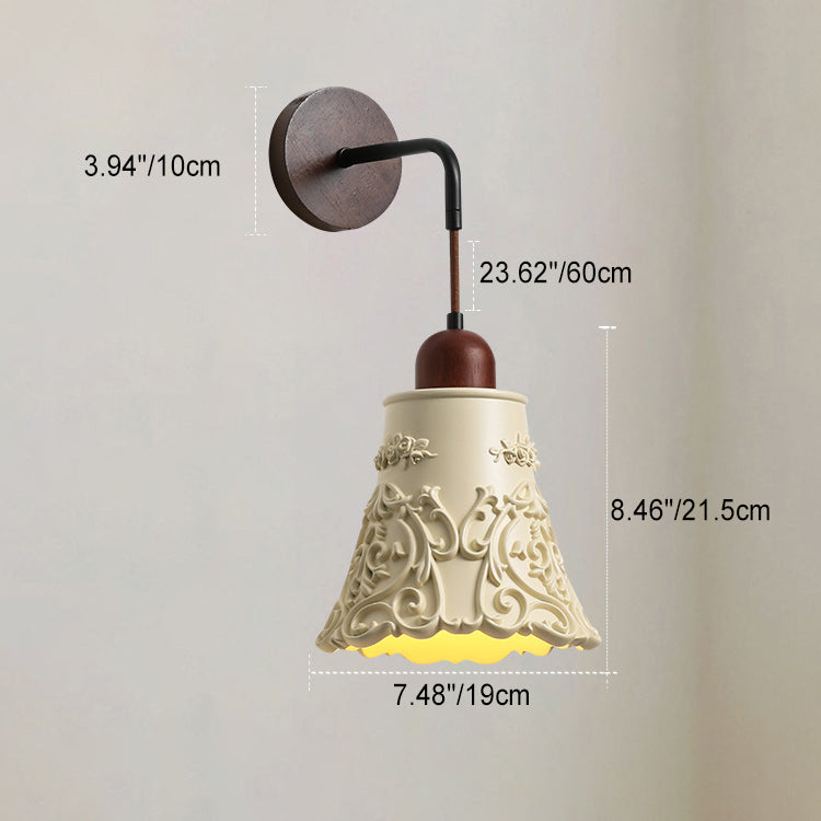 Nordic Dome Resin Wood 1-Light Wall Sconce Lamp