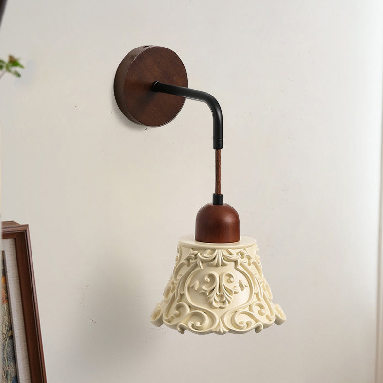 Nordic Dome Resin Wood 1-Light Wall Sconce Lamp