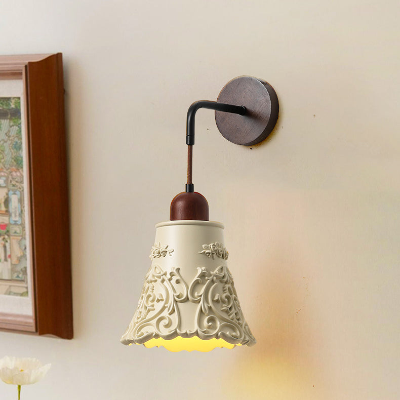 Nordic Dome Resin Wood 1-Light Wall Sconce Lamp