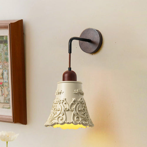 Nordic Dome Resin Wood 1-Light Wall Sconce Lamp