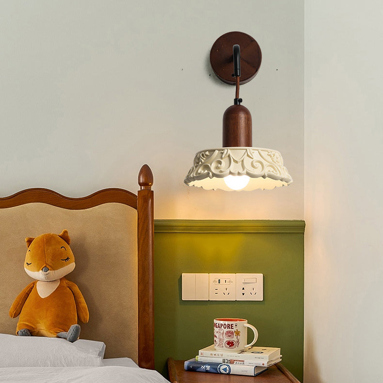 Nordic Dome Resin Wood 1-Light Wall Sconce Lamp