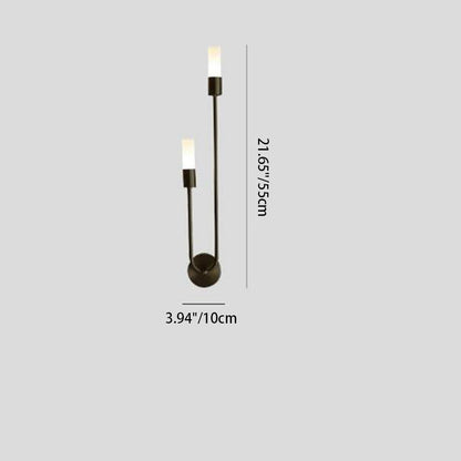 Transitional Column Iron Acrylic 2-Light Wall Sconce Lamp