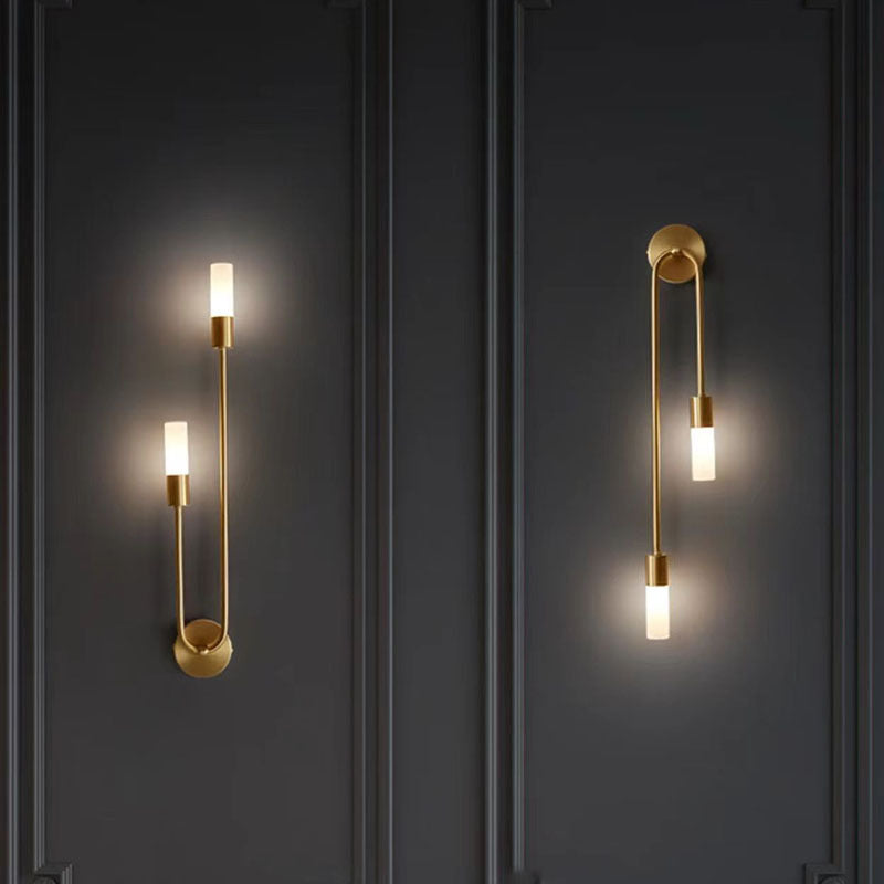 Transitional Column Iron Acrylic 2-Light Wall Sconce Lamp