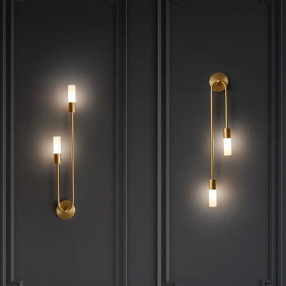 Transitional Column Iron Acrylic 2-Light Wall Sconce Lamp