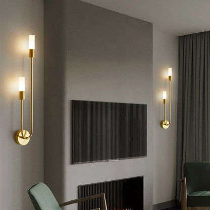 Transitional Column Iron Acrylic 2-Light Wall Sconce Lamp