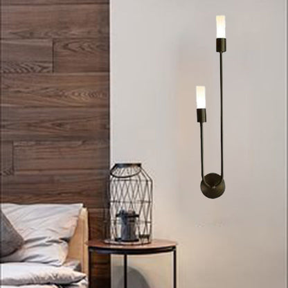 Transitional Column Iron Acrylic 2-Light Wall Sconce Lamp