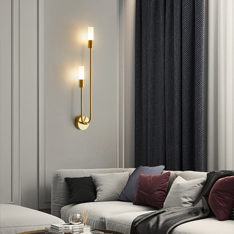 Transitional Column Iron Acrylic 2-Light Wall Sconce Lamp