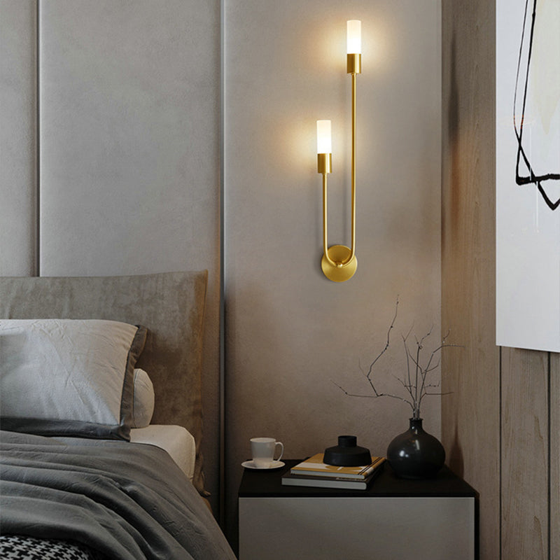 Transitional Column Iron Acrylic 2-Light Wall Sconce Lamp