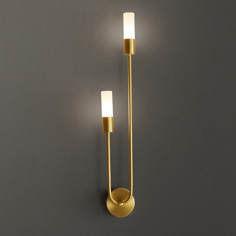 Transitional Column Iron Acrylic 2-Light Wall Sconce Lamp