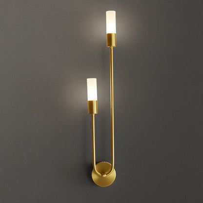 Transitional Column Iron Acrylic 2-Light Wall Sconce Lamp