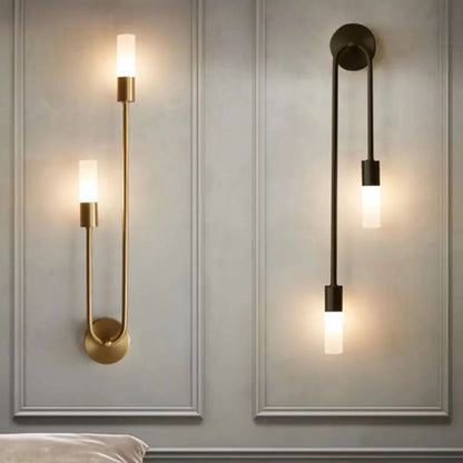 Transitional Column Iron Acrylic 2-Light Wall Sconce Lamp