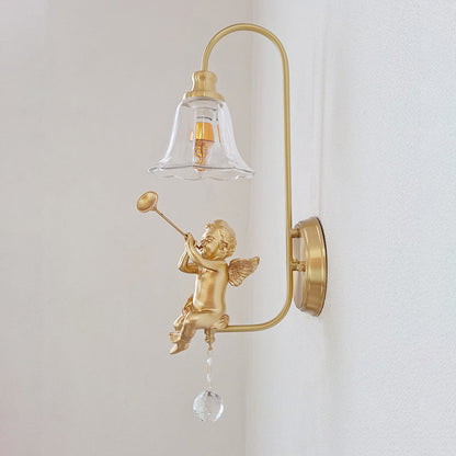 French Dome Copper Glass Resin 1-Light Wall Sconce Lamp