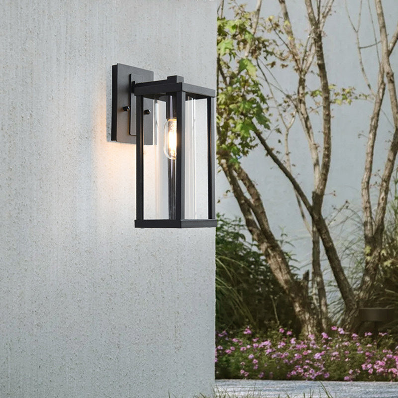 Industrial Rectangular Iron Glass 1-Light Wall Sconce Lamp