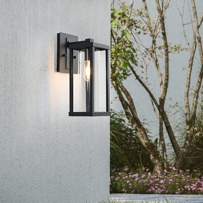 Industrial Rectangular Iron Glass 1-Light Wall Sconce Lamp