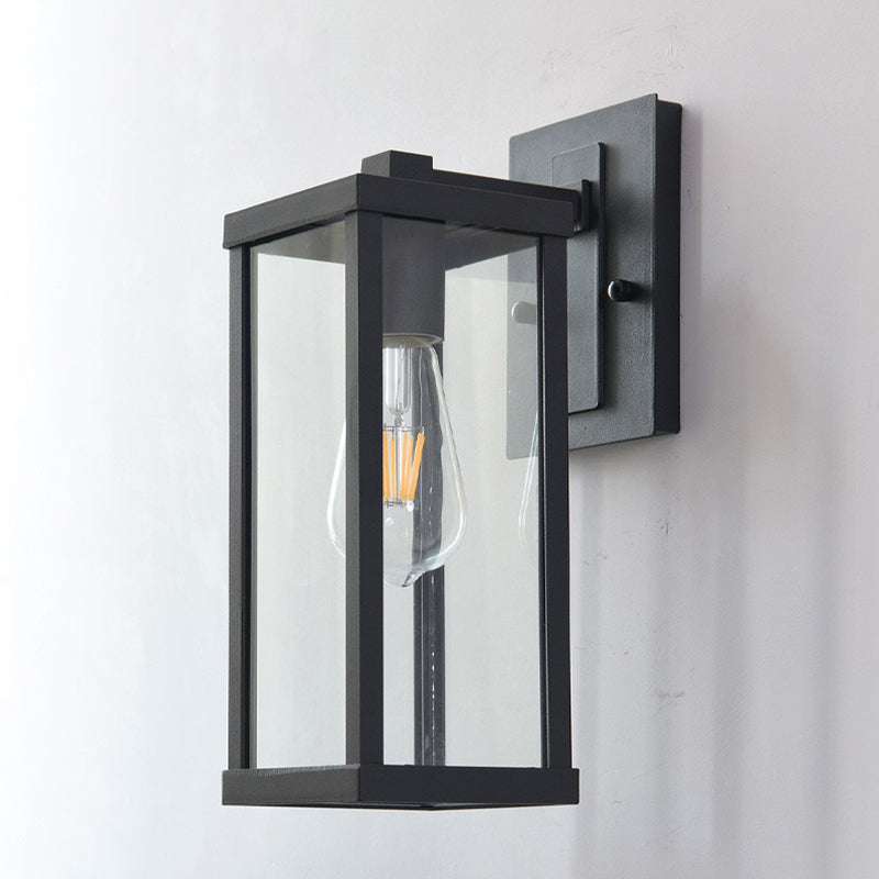 Industrial Rectangular Iron Glass 1-Light Wall Sconce Lamp