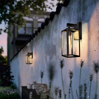 Industrial Rectangular Iron Glass 1-Light Wall Sconce Lamp