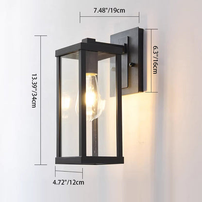 Industrial Rectangular Iron Glass 1-Light Wall Sconce Lamp
