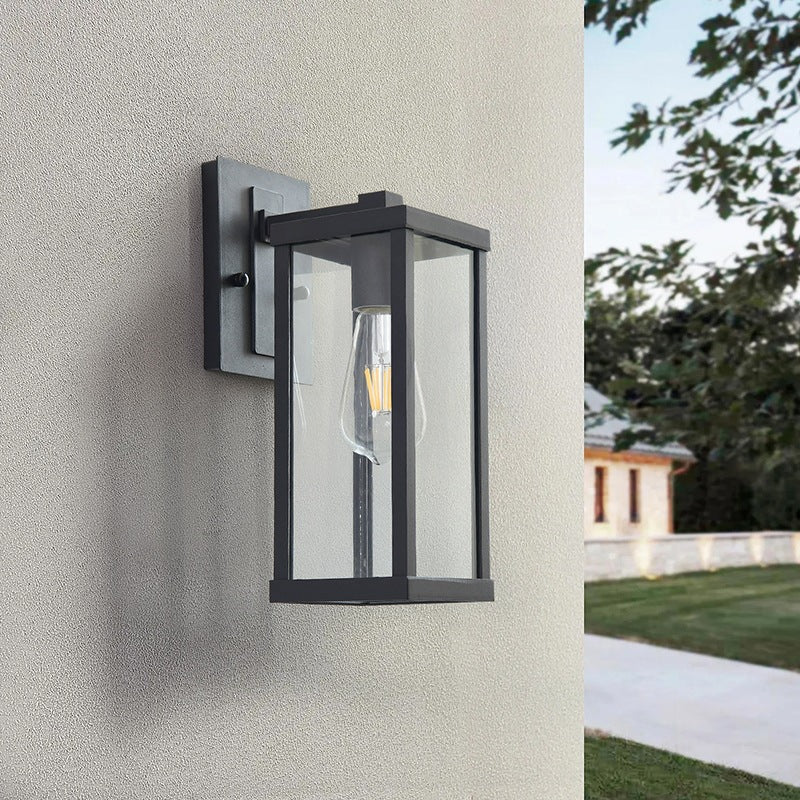 Industrial Rectangular Iron Glass 1-Light Wall Sconce Lamp