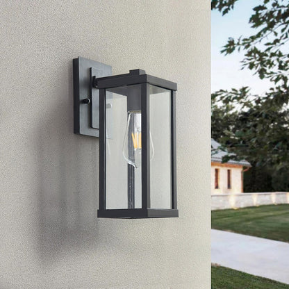Industrial Rectangular Iron Glass 1-Light Wall Sconce Lamp