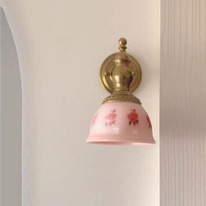 French Dome Copper Resin Glass 1-Light Wall Sconce Lamp
