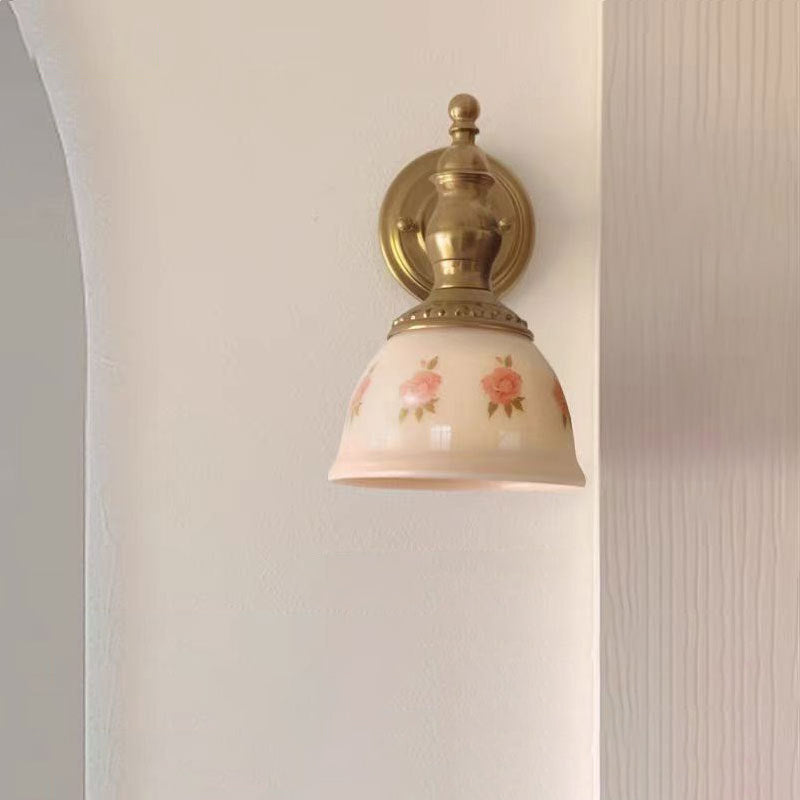 French Dome Copper Resin Glass 1-Light Wall Sconce Lamp