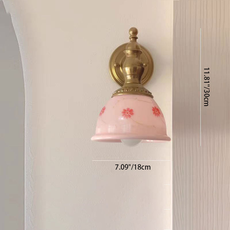 French Dome Copper Resin Glass 1-Light Wall Sconce Lamp
