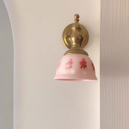 French Dome Copper Resin Glass 1-Light Wall Sconce Lamp