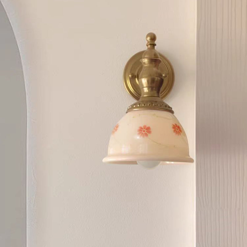 French Dome Copper Resin Glass 1-Light Wall Sconce Lamp